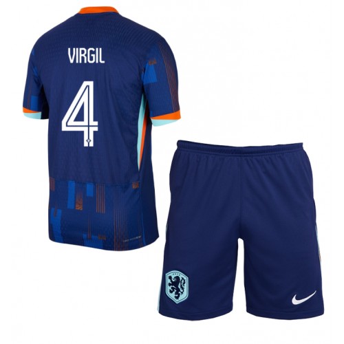 Dětský Fotbalový dres Holandsko Virgil van Dijk #4 ME 2024 Venkovní Krátký Rukáv (+ trenýrky)